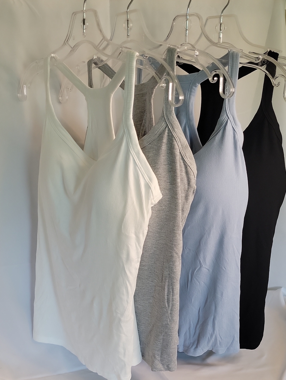 Women's Ribbed V-Neck Tank Top - White, Gray, Light Blue, Black